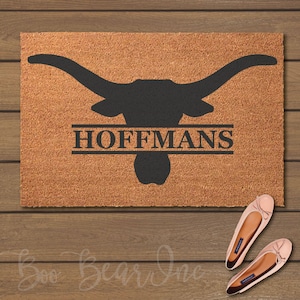 Longhorn with Family Name Doormat - Welcome Mats- Fun Doormats
