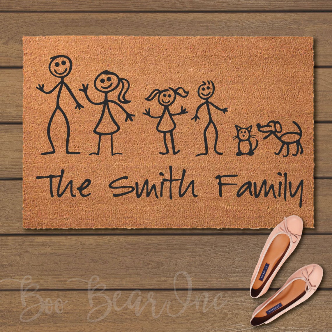 Personalized Stick Figure Family Doormat Mats Fun Etsy