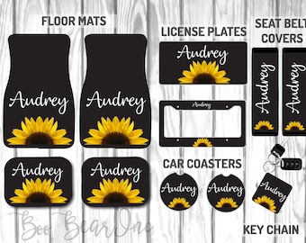 Trucks,Set of 4 Horeset Car Floor Mats Sunflowers Black Universal Fit Car Floor Mats Holiday Decor Fit for SUV,Vans,sedans Trucks,Set of 4 Horeset Car Floor Mats Sunflowers Black Universal Fit Car Floor Mats Holiday Decor Fit for SUV,Vans,sedans