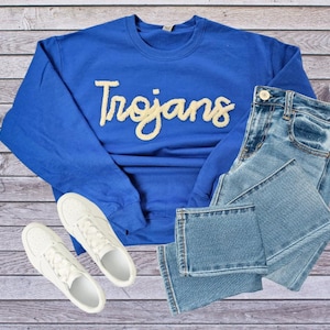 Sports Team Sweatshirt - Chenille Yarn Embroidered Sweatshirt - Fuzzy Letter Spirit Wear - College Teams - Pro Teams - High School Teams