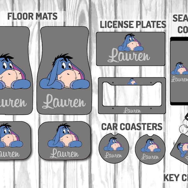Custom Eeyore Car Mat Accessory Set