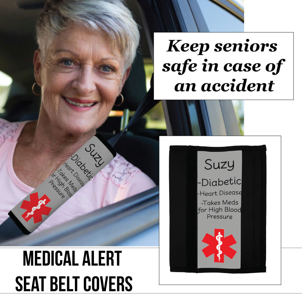 Emergency Alert Seat Belt Wrap/ Medical Alert Seat Belt Wraps/ Allergy Alert Seat Belt Wraps