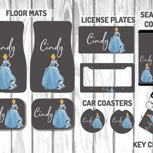 Custom Cinderella -Personalized-Car Mat Accessory Set