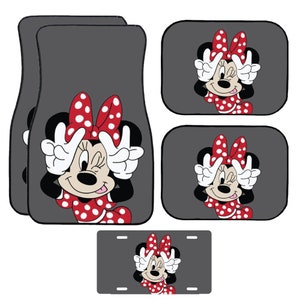 Grey Peace Out Minnie Character Car Mats