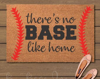 There's No Base Like Home Doormat - Welcome Mats- Fun Doormats - Baseball Door Mat