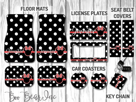 Custom Minnie Mouse Polka Dot Personalized Car Mat Accessory Etsy