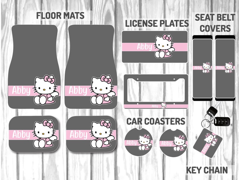 Custom Hello Kitty Car Mat Accessory Set Etsy