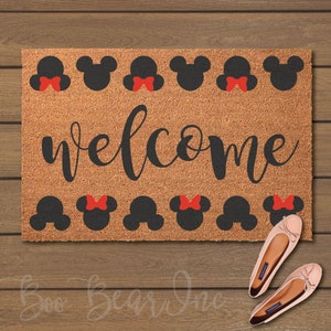 Welcome Mickey & Minnie Heads Doormat - Welcome Mats- Fun Doormats - Disney Door Mat