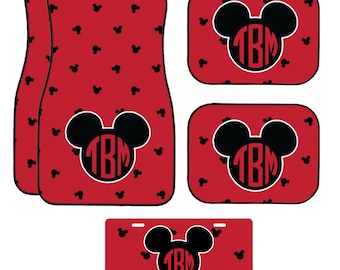 Monogrammed Red Mickey Head Car Mats