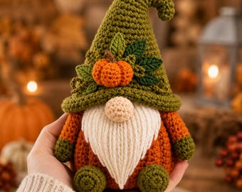 Crochet Pumpkin Gnome Pattern, Fall Amigurumi, Autumn Decor Crochet Tutorial, Halloween Gift PDF