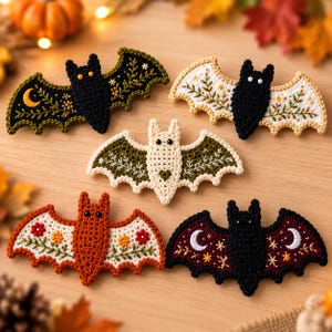 Crochet Bat Pattern PDF Bundle | Goth Cottagecore Moth Wing Halloween Applique