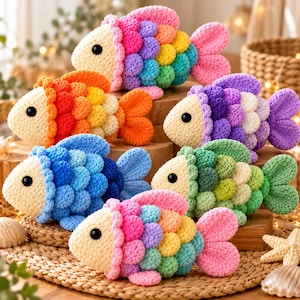 Crochet Fidget Rainbow Fish Pattern, No Sew Sensory Toy, Cute Amigurumi Fish PDF Tutorial