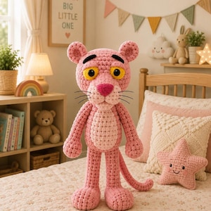 Pink Panther Amigurumi Crochet Pattern PDF, Easy Digital Download for Plush Toy