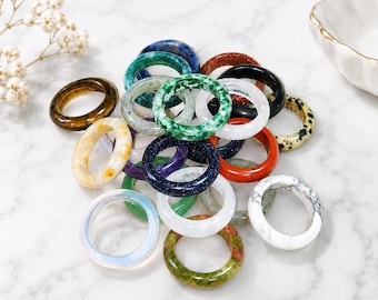 Natursteinring, handgefertigter Statement-Ring mit Edelstein, polierter Kristall-Donut-Ring für Damen, einzigartiger Natursteinschmuck