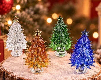 Hand-Painted Stained Glass Christmas Tree, Elegant Home Decoration, Handmade Christmas Ornament, Unique Christmas Gift, Desktop Decoration