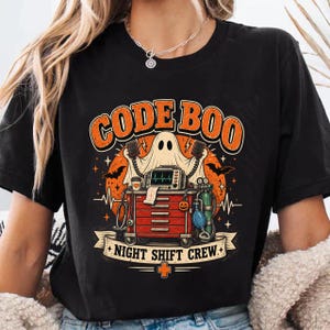 Funny Code Boo Ghost Nurse Shirt, Halloween Respiratory Rt RN Tee, ER ICU Nurse Halloween Nurse Gift, Spooky Nurse Ghost TShirt