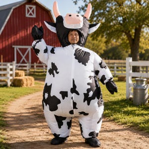 Inflatable Cow Costume Adult | Funny Farm Animal Mascot Outfit, Halloween Party Wear
