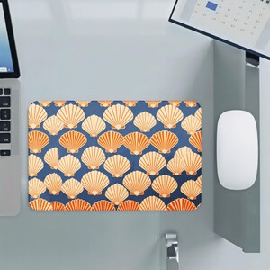 Coastal Seashell Desk Mat, Beach Mouse Pad, Ocean Shell Desk Pad, Large Aesthetic Office Mat