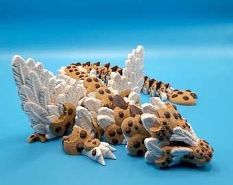 Articulated Cookie Dragon Fidget Toy, Chocolate Chip Bakery Desk Pet (13 Inch)