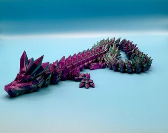Articulated Crystal Dragon, 3D Printed Fidget Toy, Whimsical Desk Pet, Silk Wings