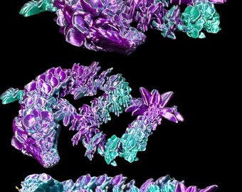 Articulated Orchid Dragon Fidget Toy, 3D Printed Fantasy Creature Desk Decor