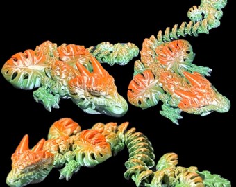Articulated Monstera Dragon Fidget Toy, Flexi Botanical Creature, Desk Decor