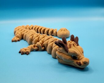 Articulated Dumpling Dragon Figurine, 3D Printed Desk Pet, Foodie Fidget Toy