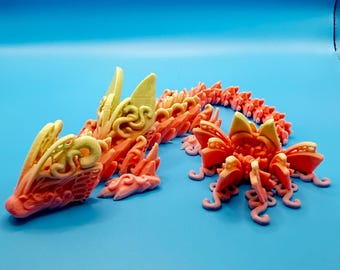 Articulated Butterfly Dragon, 3D Printed Fidget Toy, Whimsical Desk Pet, Silk Wings