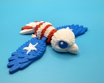 Tiny Eagle & Bald Eagle Articulated Fidget Toy – 3D Printed Desk Pet