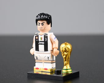 MOC CR7 minifiguur Juventus 7, compatibel met Lego, verjaardagscadeau, uniek cadeau