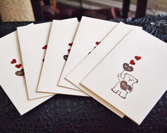 Note Cards Bear Hearts