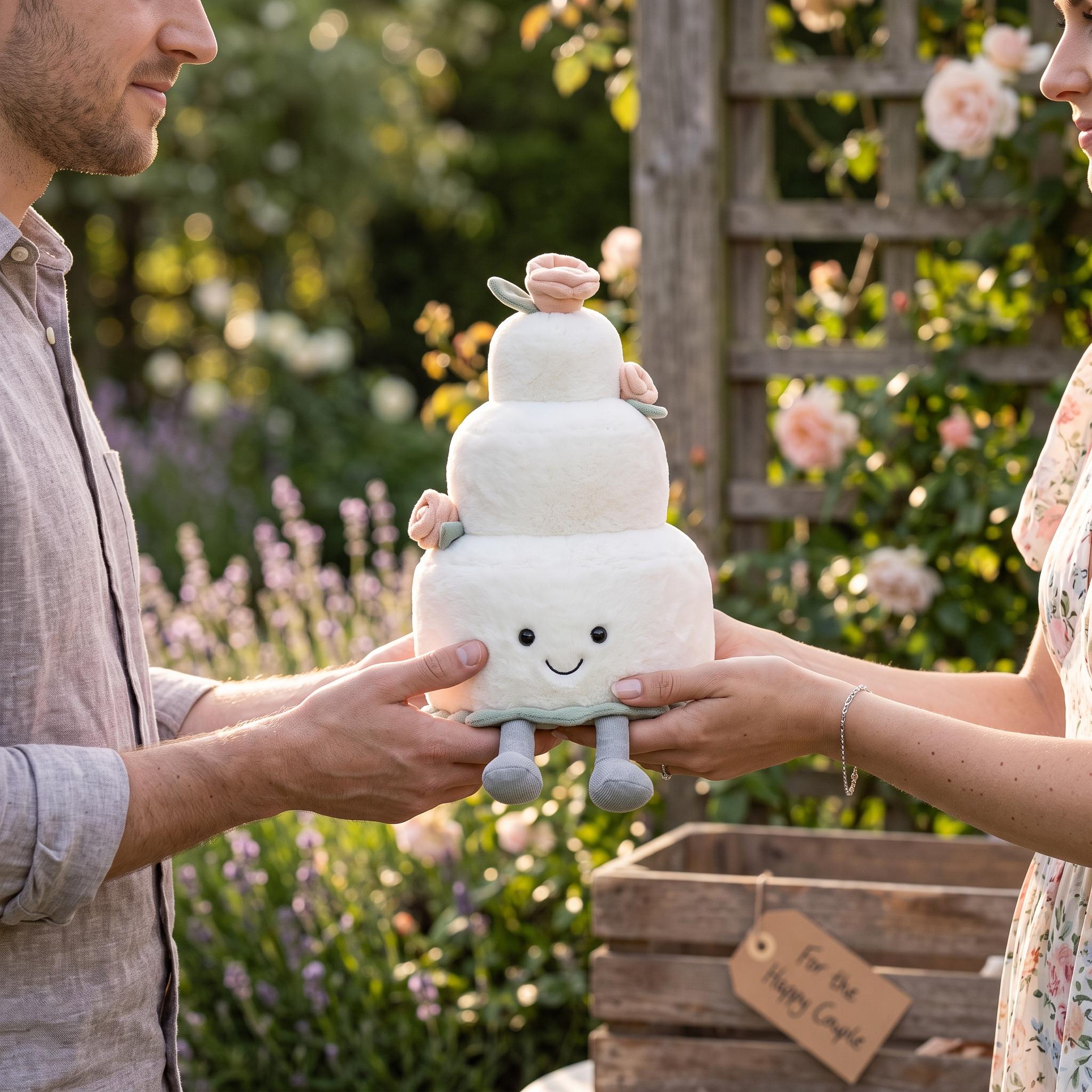 Jellycat Amuseables Wedding Cake, White Plush Toy, Romantic Bride