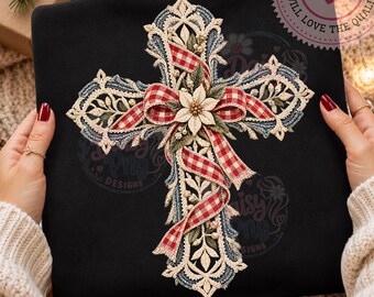Faux Torn Jesus Christian Christmas Lace Png, Jesus Cross Look Torn Frayed Png, Faith Xmas Png, Holiday Png, Religious Png, Cottagecore