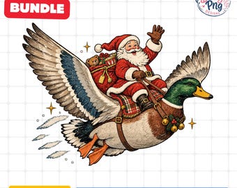 Mallard Duck Christmas PNG Bundle, Santa Sleigh with Ducks PNG, Vintage Christmas Duck Design, Retro Santa Holiday Shirt, Mallard Christmas