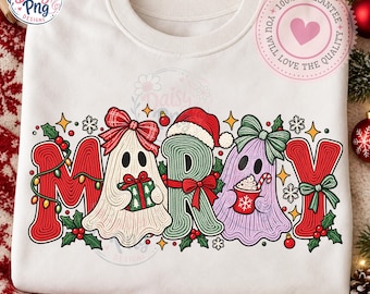 God jul-spöke png, julbokstäver i konstgarn, kokettrosetter med varm choklad, kuslig julsublimering, skjorta png, digital nedladdning