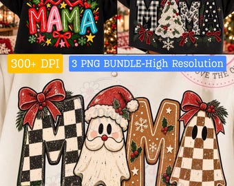 Christmas Mama Png Bundle, buffalo plaid lace tree, Mom Christmas Tree Design, Bundle PNG, Mom Christmas Ghost Design, Holiday Checkered png