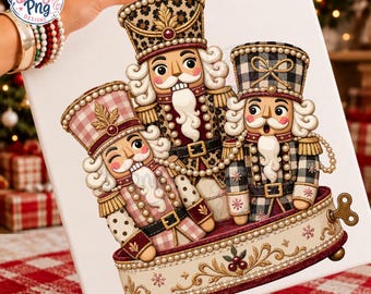Preppy Nötknäppare Jul PNG, Neutral Juldesign, Leopardmönstrad Rutig Prickig Nötknäppare, Trendig Julsublimering