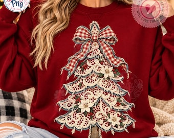 Konstgjord julgran med spets png, leopardfärgad jullook med trasig och fransig png, god jul png, högtid png, preppy jul png, Cottagecore