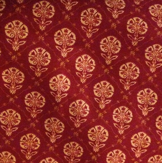 Fabric Waverly Inspirations Screen Print Foulard Red 1 Yard X Etsy