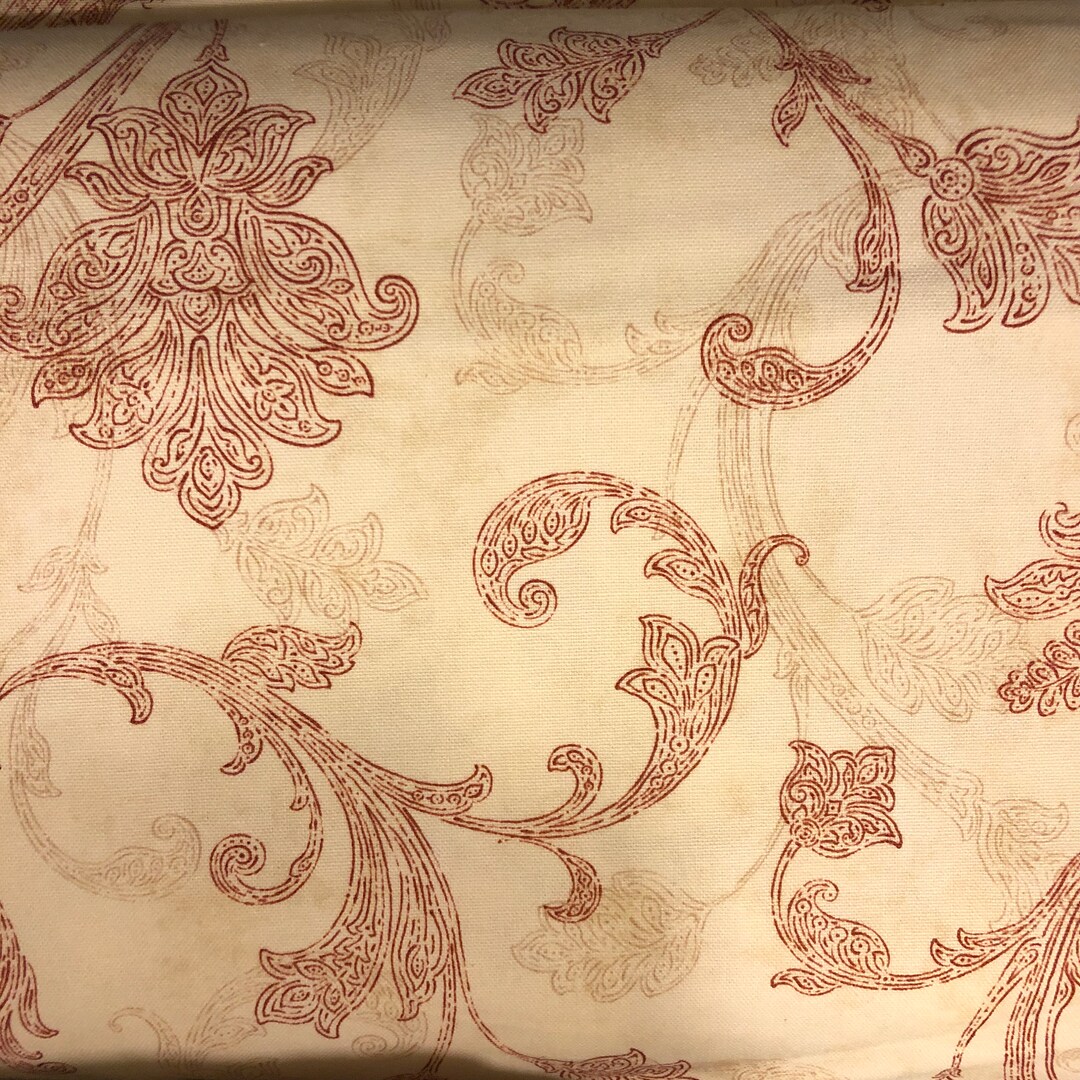 Fabric Waco Scroll Cotton 1 Yard X 54 Wide Waverly Inspirations Red by