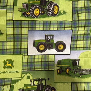 John Deere Plaid Cotton Fabric, Patch Design - 1 Yard