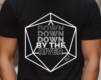 Baldur's Gate 3 T-Shirt: Down By The River, D20 Dice Tee