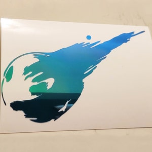 May include: A blue and green vinyl decal of the iconic Final Fantasy VII  meteor, a stylized comet with a swirling tail.
