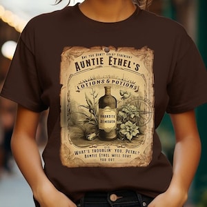 The Original Auntie Ethel Tee CV Design Lotions & Potions BG3 Shirt Baldurs Gate 3 t-shirt Video Game Gift Funny DND Dungeons and Dragons