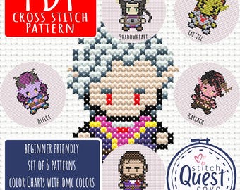 Baldur's Gate 3 Cross Stitch Pattern Set of 6 – Beginner Friendly (PDF Download)