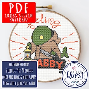Tonberry - Feeling Stabby Cross Stitch Pattern PDF - 6 DMC colors beginners guide small FFXIV final fantasy 14 funny gift - digital download