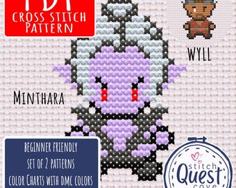 Baldur's Gate 3 Cross Stitch Pattern – Wyll & Minthara, Set of 2 (PDF Pattern)