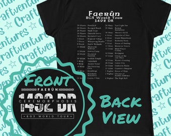 BG3 Ceremorphosis World Tour T-Shirt: Faerûn 1492 DR