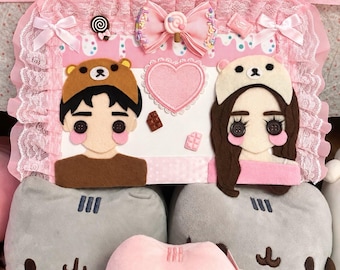 custom felt portrait - personalized couple craft | lalaloopsy | rilakkuma | handmade wall craft | anniversary | boyfriend girlfriend gift <3