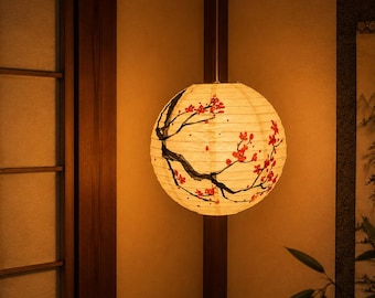 Japanese Paper Lantern 30cm Cherry Blossom Hanging Lantern Asian Decor for Wedding Party Home Festival Lunar New Year Decoration
